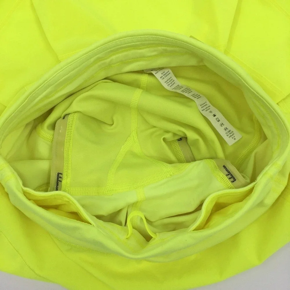 Lululemon Pace Rival Skirt Skort Sz 0 Highlighter Yellow Neon Pickleball Tennis
